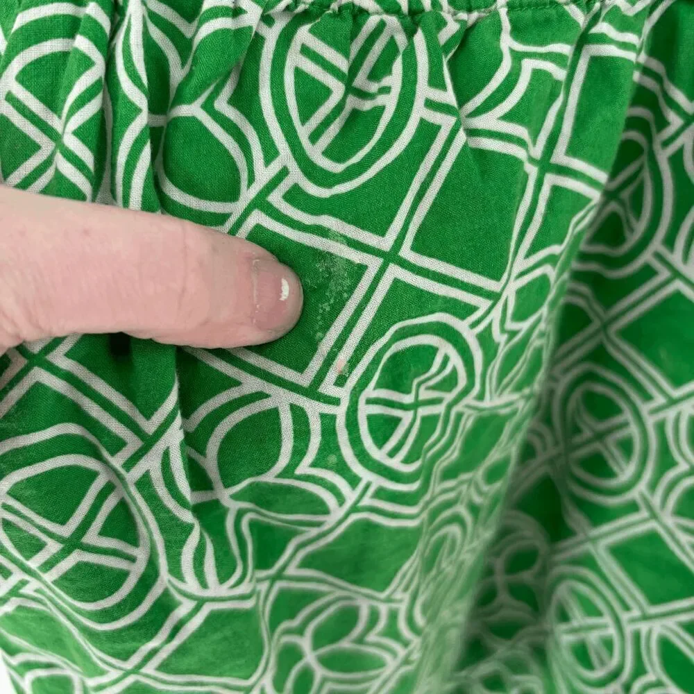 Janie and Jack Girls Green White Geometric One Shoulder Tank Shirt Size 4